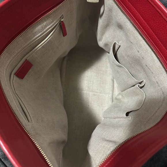 GG Red/Beige Leather Canvass Bree Tote Bag - Picture 4 of 12